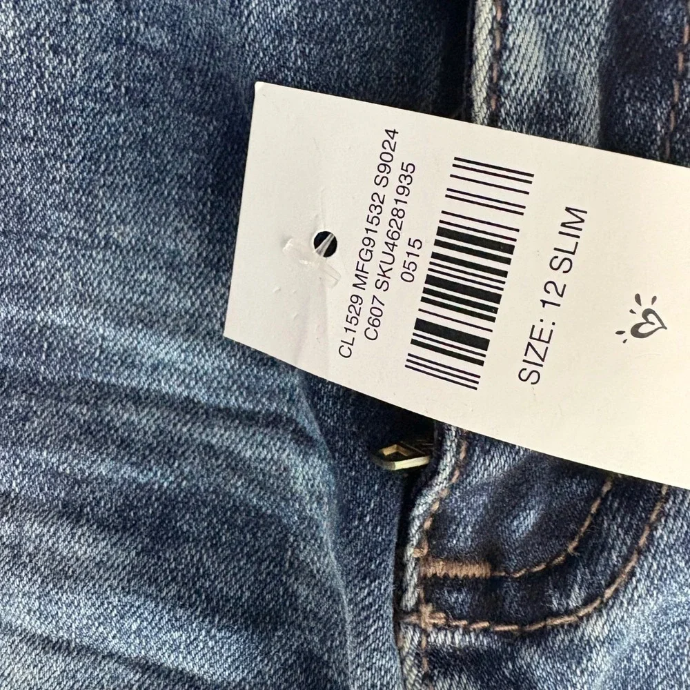 Justice Girls Jeans Size 12 Slim Blue Wash Distressed Slim Fit Pants NWT